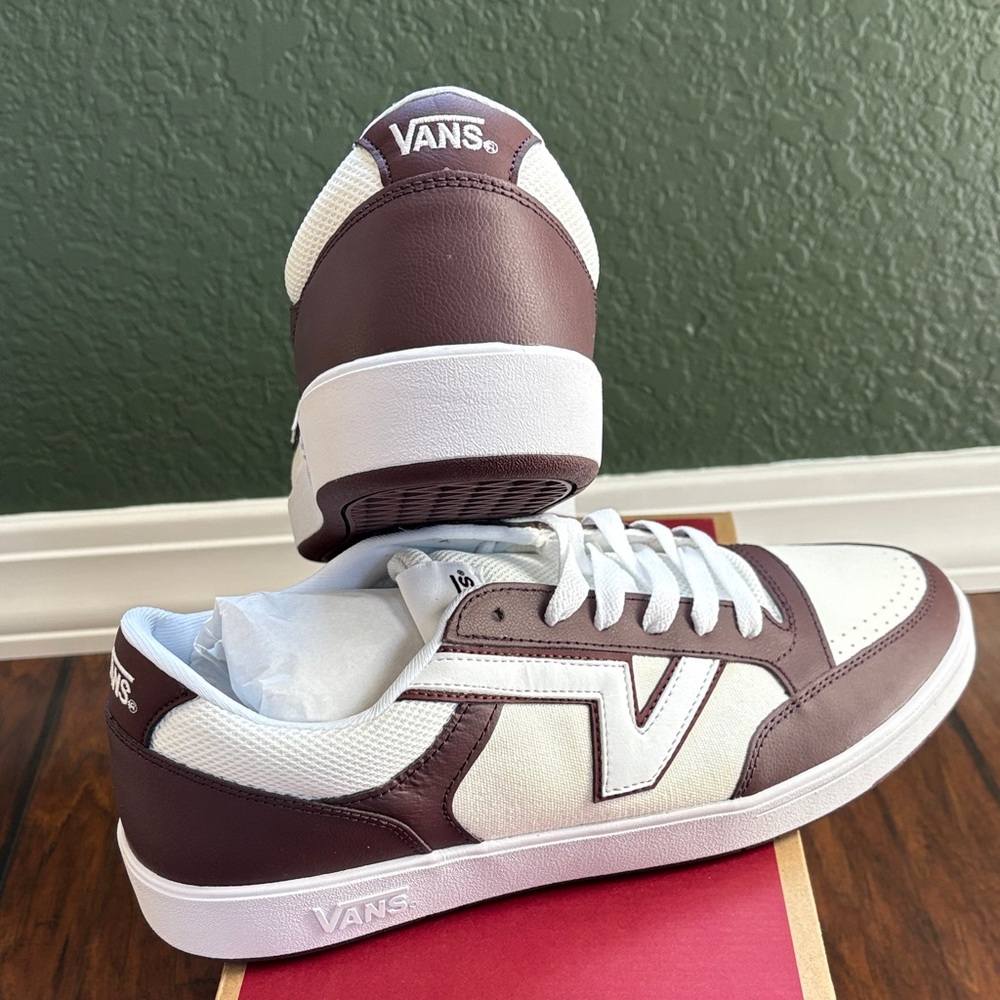 Vans Men's Chocolate Brown and White Sneakers